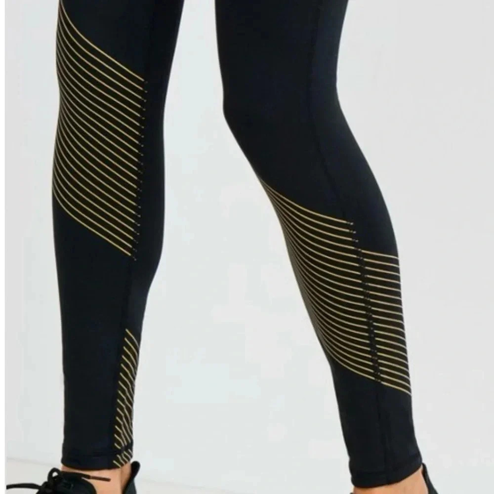 Mono b black leggings with gold accent stripes. Size M - Picture 9 of 9